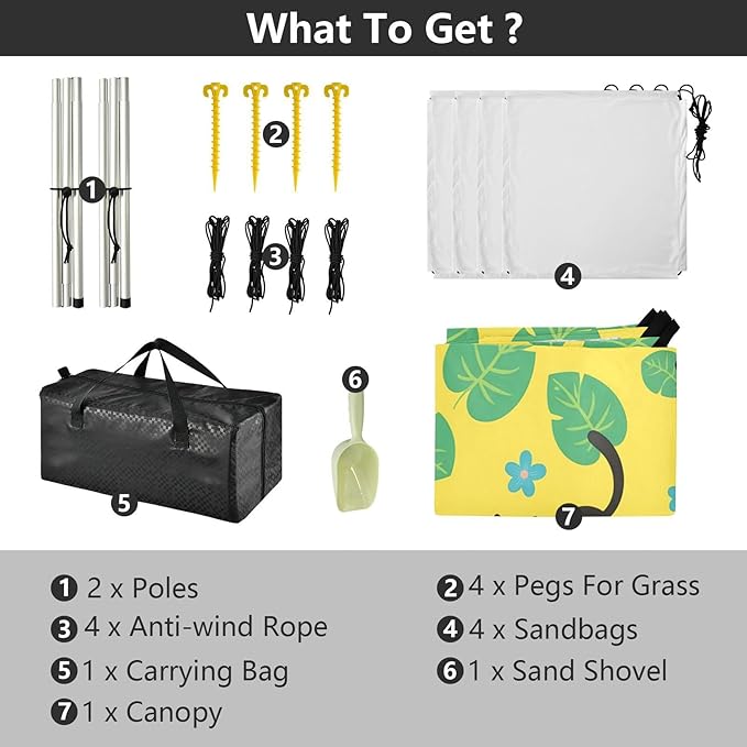 xigua Cat Beach Tent Sun Shelter with Carrying Bag - Silver Coated Oxford Fabric Beach Canopy for Beach Camping Fishing - Includes Windproof Ropes Sandbags &amp Stakes
