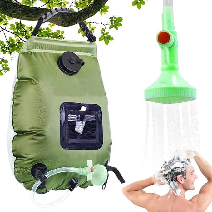Portable Shower Camping 5 – Gallon/20L Solar Bath Pouch Premium Modern Ergonomic Head Hose Outside Camp Outdoor Beach Indoor Home | Multipurpose Outdoor Indoor Utility