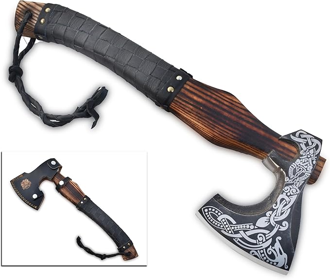| Exquisite Handmade Viking Axe - Ideal for Collectors &amp Enthusiasts | Authentic Artisan-Crafted | Medieval Styled Axe with Durable and Robust High Carbon Steel (GC-AX05)