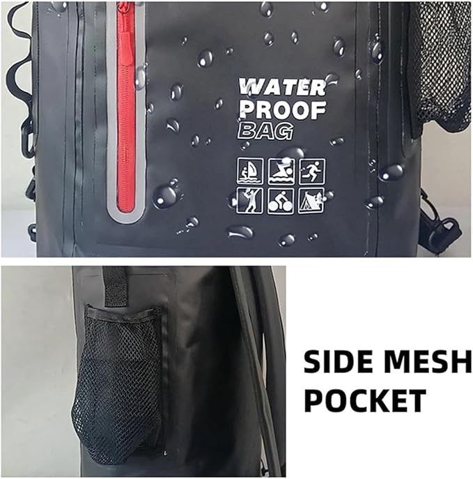 Waterproof Kayak Dry Bag Drift Swimming Backpack Large River Trekking Shoulder Beach Diving Dry Rafting Canoeing PVC Camping Bag(Black)