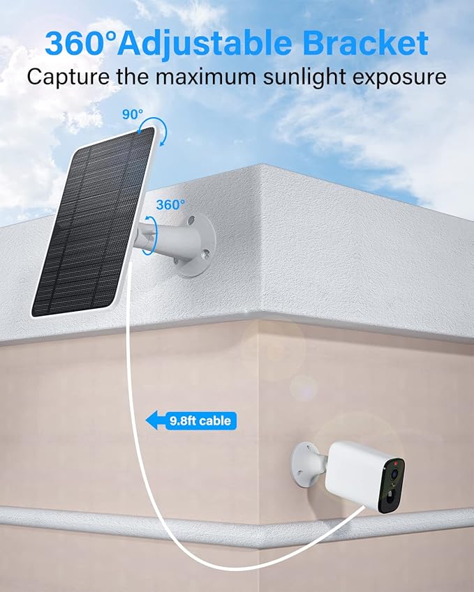 Upgraded Solar Panel Charging Compatible with Arlo Pro 4 Pro 3 Ultra 2 4W Solar Panel with 9.8ft Charging Cable IP65 Waterproof Includes Secure Wall Mount 2 Pack