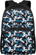 Blue Camouflage Backpack for Men 17 Inch Bookbag with Lunch Box Large Capacity School Bag with Adjustable Shoulder Strap for Outdoor Travel Satchel Bag