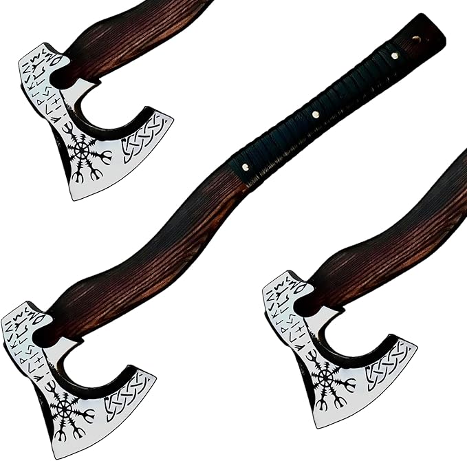[OLDZ CRAFTZ] Hand-Forged Viking Axe with Sheath Hatchet with Sheath Axe for Men Survival Axe Viking Bearded Camping Axe Best Gift Axe