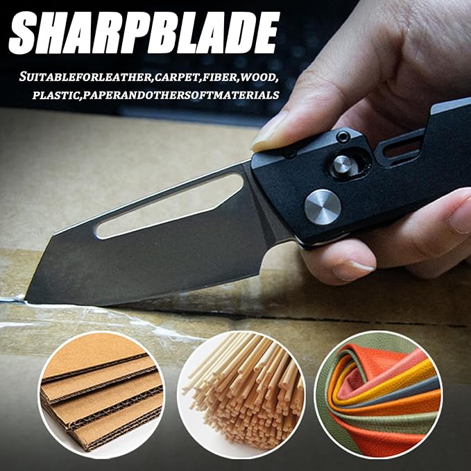 EDC Aluminium Alloy Folding Utility Knife with 2.56 Box Cutter Pocket Knife with Clip