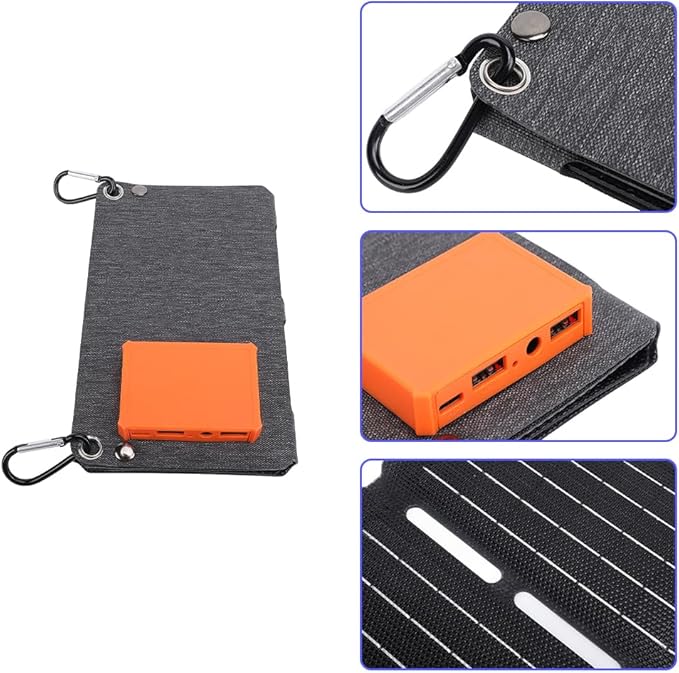 40W Foldable Solar Panel Charger Portable Power Emergency Renewable Energy Charger Photovoltaic Efficiency IP67 Waterproof with 5V USB for Outdoor Phones Pads Camping Banks Hiking Backpacking