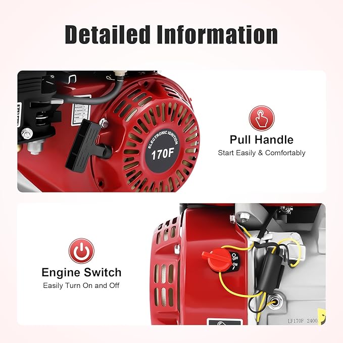 212CC Gas Powered Engine 3000W 7.5HP Gas Engine Motor 0.95 Gal Small Go Kart Engine for Water Pumps Lawnmowers Minibikes 3600Rpm with Nylon Camshaft &amp Air Filter Pull Start