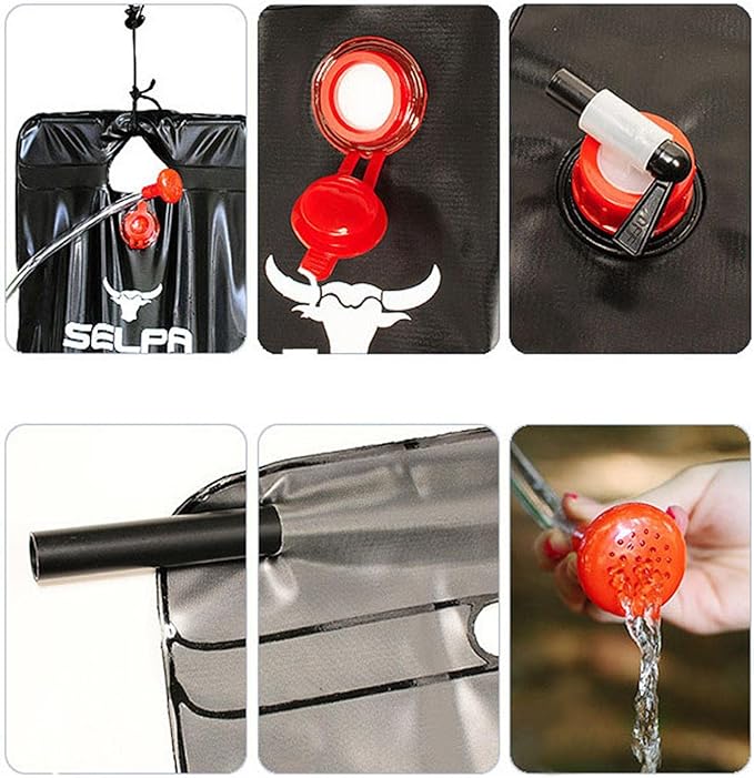Solar Shower Bag 20L 20L Solar Shower Bag 5 Gallons/20L with Removable Hose and On-Off Switchable Shower Head for Camping Beach Traveling