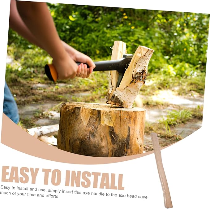 1 Set Wooden Axe Handle Replacement with Durable Wedges Woodworking Tool Skid Grip for Camping and Outdoor Use Sturdy and Easy to Install