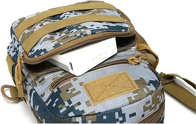 Tactical Shoulder Bag Men Hiking Backpack Nylon Outdoor Hunting Fishing Molle Trekking Sling Bag(Khaki)