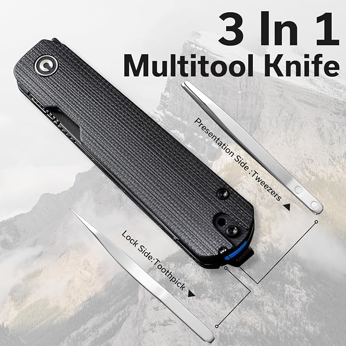 CIVIVI Sendy 3 In 1 Multitool Pocket Knife With Tweezers and Toothpick Ben Petersen designed Folding Knife for EDC Camping Daily Use Perfect Gifts for Men Women C21004B-2