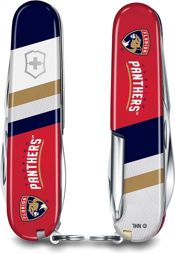 Victorinox Tinker Swiss Army Knife – Compact 12 Function Swiss Made Pocket Knife with Large Blade Small Blade and Bottle Opener – Florida Panthers
