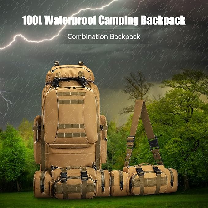 100L Camping Hiking BackpackMolle military Tactical rucksack backpackWaterproof Lightweight Hiking Backpack