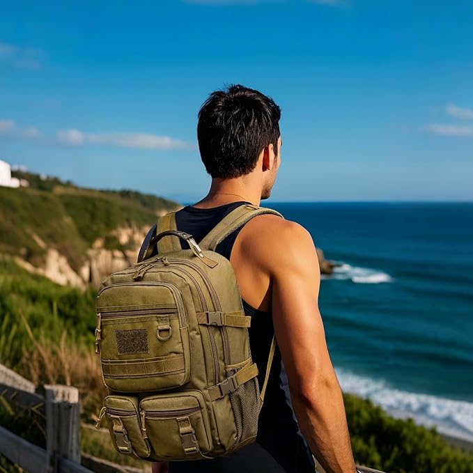 Tactical Backpack Military Outdoors Large Capacity Multi-layer Assault Bug Heavy Duty Molle Bag for Travel Outdoors(Khaki)