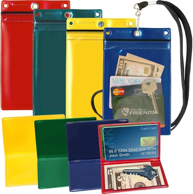 StoreSMART - Fisherman &amp Boating Wallet Set - 2 Plastic Zippered Wallets w/Lanyards 2 Plastic Folding Card Holders