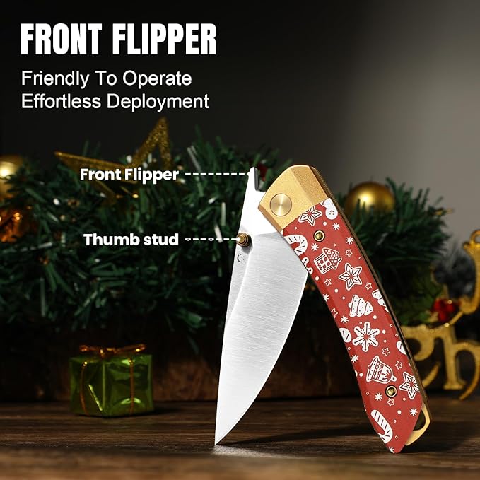 Kizer Mini Momo EDC Pocket Knife 3.2” Nitro-V Blade Pocket Folding Knife with Aluminum &amp Micarta Front Flipper EDC Knives with Pocket Clip for Men Women Christmas Gift V3663MC1