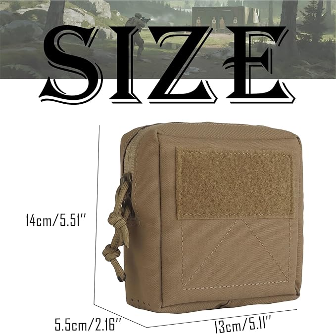 Tactical Molle Admin Pouch Multifunctional Outdoor Sports and Leisure Waist Bag Small GP General Purpose Pouches with Loop Panel for Vest Gun Belts Backpack Etc
