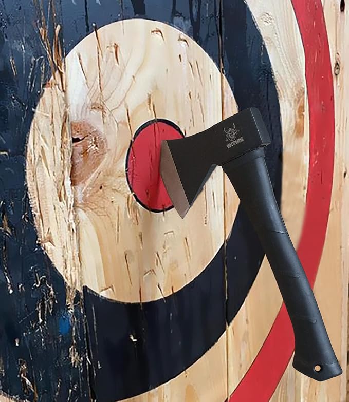 Throwing Axes and Tomahawks 11.2 - inch Camping Hatchet Carbon Steel &amp Fiberglass Handle with Anti-Slip &amp Shock Reduction for Axe Throwing Camping Kindling (3 Pack)