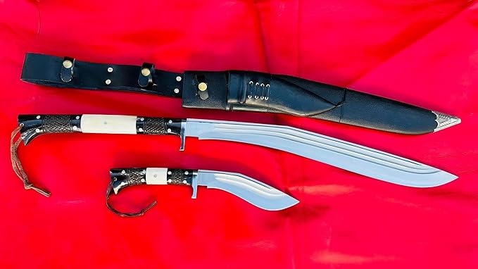 21 Inch Hand Forged 2 Fuller Siru Sword/Shot Knife Custom Khukuri Leaf Spring of Truck Fixed Blade Razor Sharp Ready to Use Kukri Carbon Steel 5160