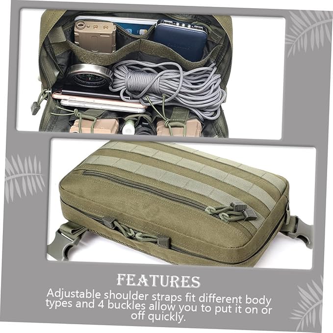 LIFKOME Adjustable Shoulder Bag for Men Nylon Camping Chest Bag Capacity for Hiking Hunting