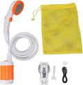 Gavigain Portable Outdoor Shower Electric Shower Outdoor Shower Pump Stainless Steel PVC 3 Gear Electric Camping Shower Pump for Hiking Backpacking Camping Travel Beach Pet (Orange White)