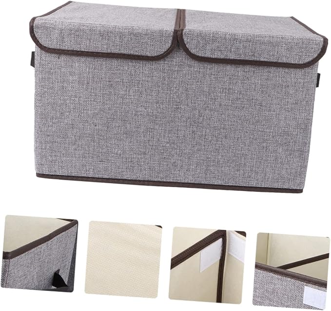 Large Capacity Storage Basket Cotton Linen Storage Box Lid Wardrobe Storage Bin Dividers