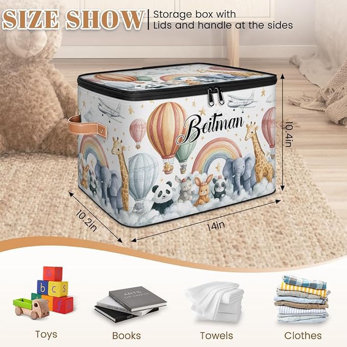 Storage-Bins with Lids Personalized Closet-Storage-Bins Under-Bed Stackable-Cubes-Box for Home Bedroom Animals