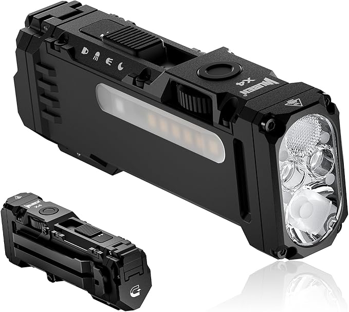 WUBEN X4 EDC Rechargeable Flashlight with RGB Light LED Flashlight 1500 High Lumens with Tactical Switch and Magnetic IP65 Portable Pocket USB C Mini Flash Light for Travel Camping Work