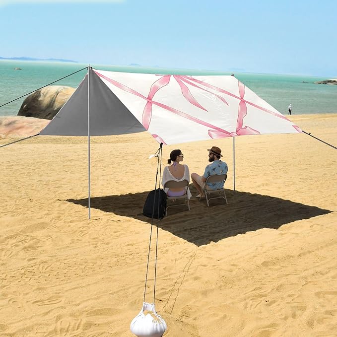 ALAZA Bow Rhombus Plaid Pattern Beach Tent Sun Shelter Portable Canopy Sunshade for Outdoor Camping Picnics Backyard Fun 10x9 ft