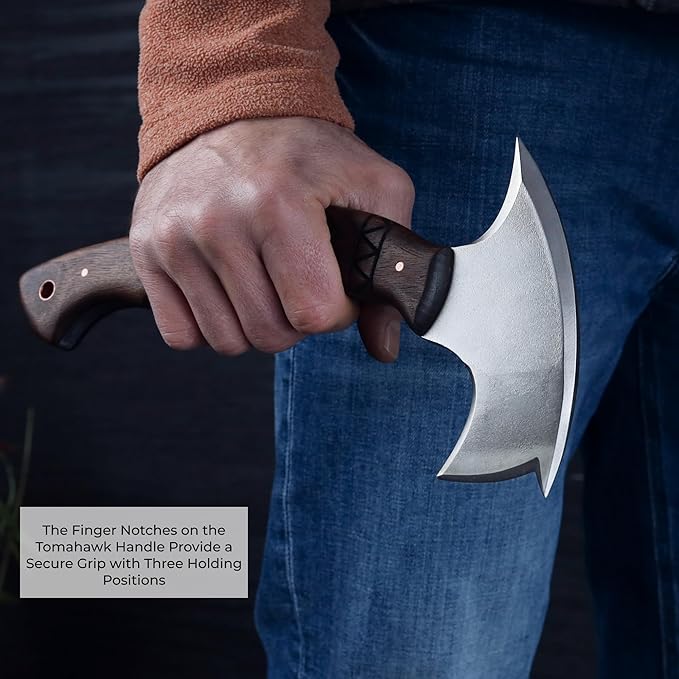 AncientSmithy Tactical Tomahawk Axe Full Tang Forged Survival Hatchet Small Camping Axe for Hiking &amp Bushcraft with Kydex or Leather Sheath