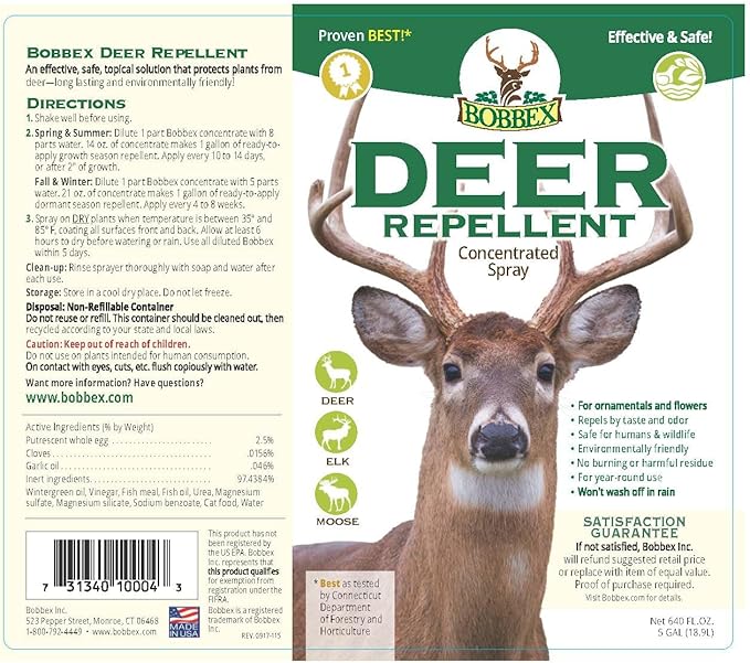 Concentrated Deer Repellent - Bobbex | Deer Elk and Moose Deterrent Concentrate (5 gal.) B550115