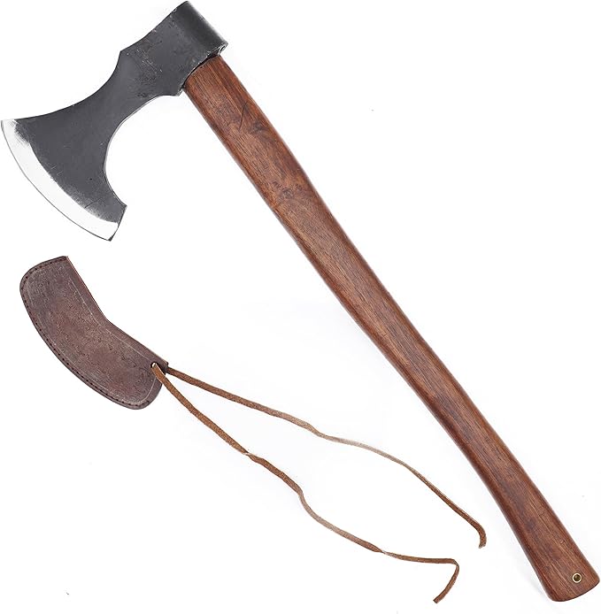 Armory Replicas™ Medieval Outdoor Viking Warpath Functional Battle Axe – Hand-Forged Iron Steel Blade 20.75 Length Rustic Finish Perfect for Reenactments &amp Outdoor Use