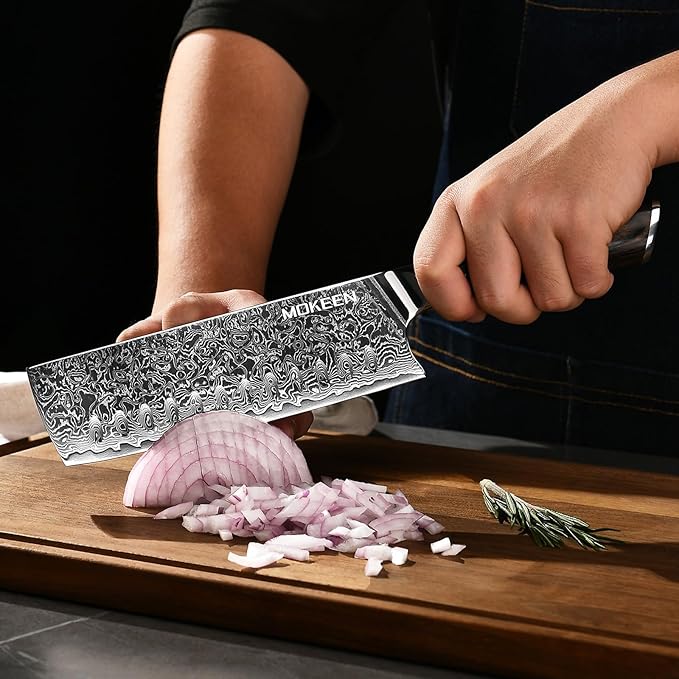 Nakiri Knife 7 Inch 67 Layers VG10 Damascus Steel Kitchen Knife for Slicing Cutting Meat Vegetable - PakkaWood Handle Cleaver Chef Knife for Home Cooking Gift Box