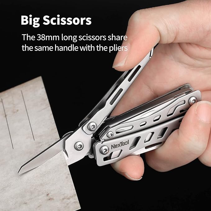 Nextool EDC Keychain Multitool 10 in 1 Mini Pocket Knife Multi Tool with Needlenose Pliers Scissors Mini Useful Cool Gadgets for Men Father's Day Gifts from Daughter-Sliver