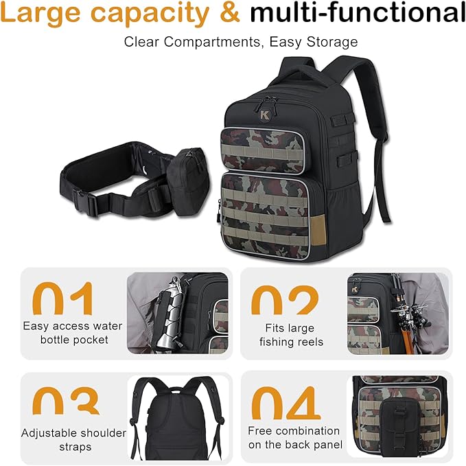 Tactical Backpack 35L MOLLE Laptop Backpack for Men &amp Women Perfect for 3-Day Travel Hiking Cycling &amp Fishing