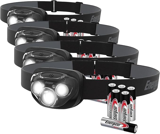 Energizer LED Headlamp PRO IPX4 Water Resistant Headlamps High-Performance Head Light for Outdoors Camping Running Storm Survival LED Light for Emergencies (Batteries Included) (Pack of 8)