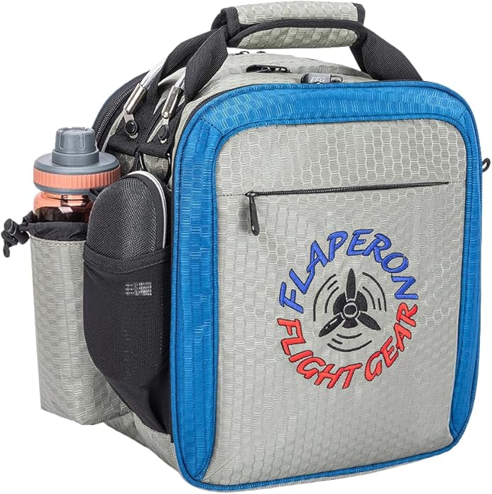 Pilot Flight Bag – Compact Aviation Headset &amp iPad/Tablet Bag with Multi-Pocket Storage Shoulder Strap Honeycomb Nylon (Gray/Blue)