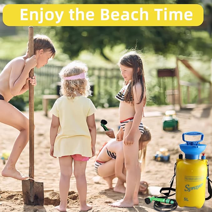 Finderomend Portable Shower for Camping with 7 Spray Modes Hand Press Camping Shower with Removable Hose and Shower HeadPressure Rinse Kits for Hiking Traveling Garden Beach Pet Shower