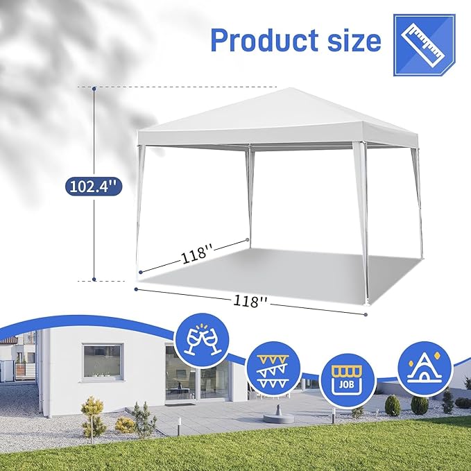 Outdoor Gazebo Canopy Wedding Party Tent Camping Shelter Commercial Instant Shelter Waterproof Tent with Removable Side Walls (10'x10' Four Sides)