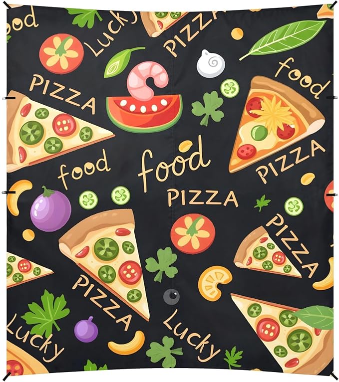 ALAZA Pizza Vegetables Pattern Beach Tent Sun Shelter Portable Canopy Sunshade for Outdoor Camping Picnics Backyard Fun 10x9 ft