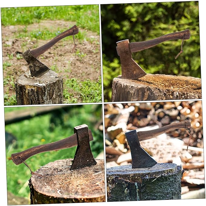 2pcs Ergonomic Wooden Axe Handle Replacement Solid Wood Grip for Mini Axe for Firewood Cutting Gardening Camping and Outdoor Activities