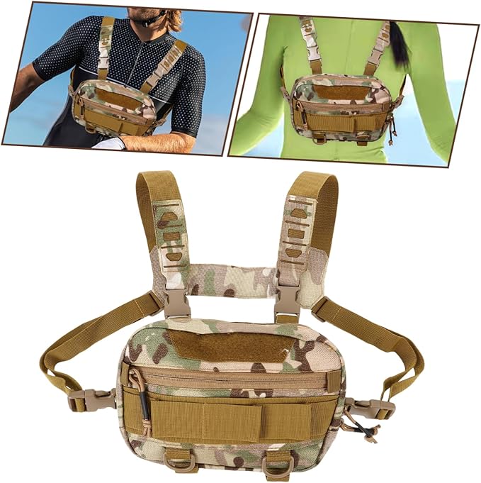 SOLUSTRE Multi-functional Chest Bag for Men Outdoor Pouch Stylish Vest Pack for Running Hiking and Everyday Use Lightweight Camouflage Design