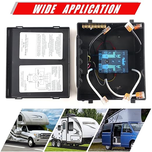 30 Amp Transfer Switch Automatic Transfer Switch for RV Travel Trailer and Camper Van Generator Transfer Switch for Inverter/Shore Power/Generators 120V