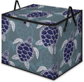 Large Nautical Green Sea Turtles Storage Bags with Lid XL Blanket Clothes Storage Bins Foldable Organizers Storage Containers with Handle for Comforters Bed Sheets Pillows Sea Animals