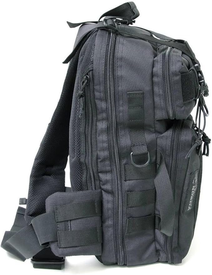 Yukon Outfitters Overwatch Sling Pack - EDC Hiking Outdoor Urban Ergonomic Spacious 20 Liter Tactical One-Shoulder Backpack | Bottle Cinch Pouch Included Black