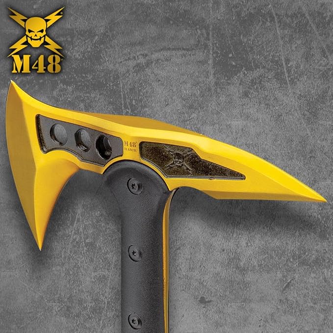 M48 Steel Mistress Tactical Tomahawk with Sheath - Cast 2Cr13 Stainless Steel Head Blade and Penetrating Spike Fiberglass and Nylon Reinforced Handle Perfect for Breaching - Length 15 1/2