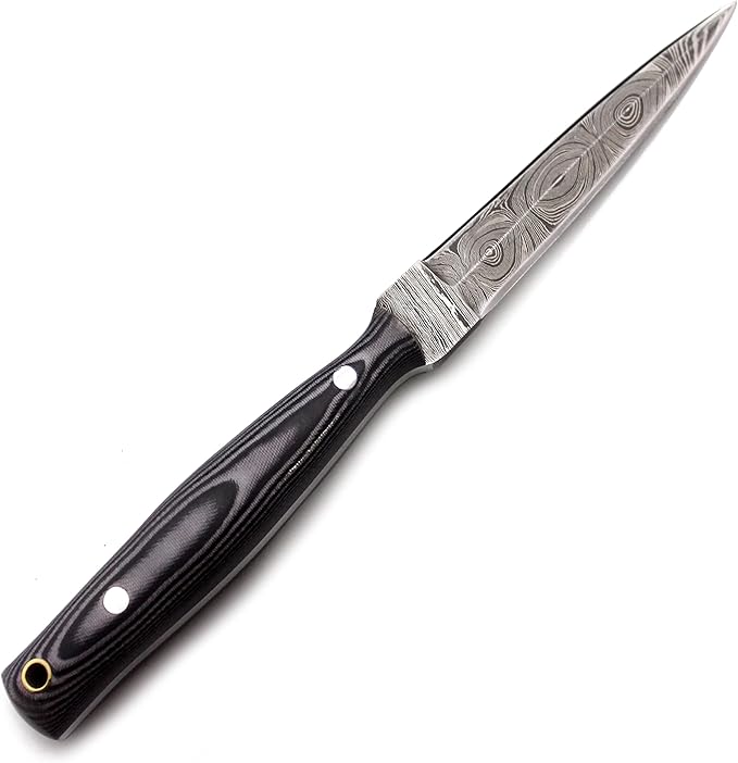 Handmade Damascus Steel Fixed Blade Bowie Knife for EDCHuntingSurvivalCampingBushcraftand Fishing-Fixed Blade Dragger-Full Tang Micarta Handle with Cowhide-Leather Sheath -DCX 22-290