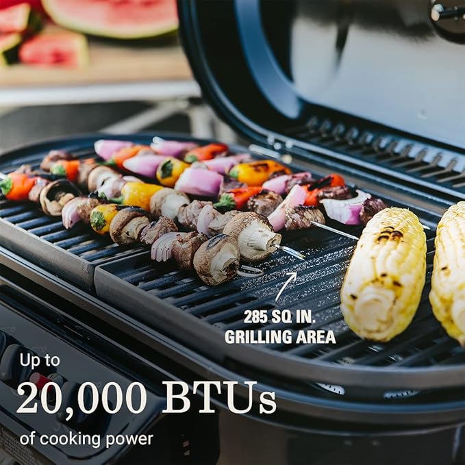 Coleman RoadTrip 285 Portable Stand-Up Propane Grill with 3 Adjustable Burners &amp Instastart Ignition 20000 BTUs of Power for Outdoor Cooking Camping Tailgating Grilling BBQs &amp More