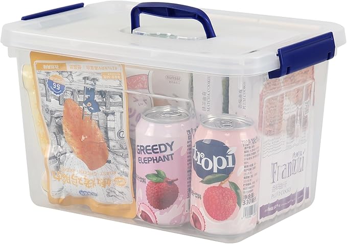 Farmoon 12 Quart Clear Plastic Lidded Storage Bin Latching Storage Box with Handle 1 Pack
