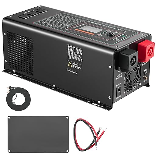VEVOR Pure Sine Wave Inverter Charger 3000 Watt DC 24V to AC 120V Power Inverter with LCD Display Remote Control Solar Inverter for Off-Grid Solar RV Boat Home Compatible with Various Batteries