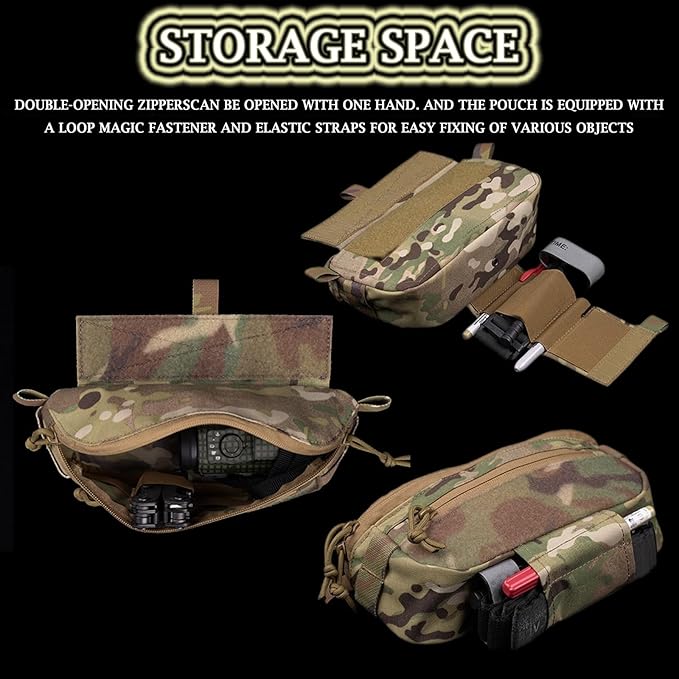 MOLLE Tactical Field Pouch Set Detachable Triple-Compartment Mag Bag and Expansion Pack Camo Dual-Purpose Belly Pouch